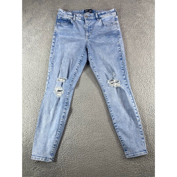 GAP Denim - GAP Jeans Womens 12 / 31 Blue Denim Legging Distressed Regular Stretch Universal